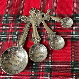 Faith Believe metal Measuring Spoon Set of 4 cross flowers